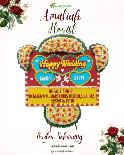 Karangan Papan Bunga Pernikahan di Antap